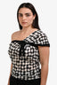 Jean Paul Gaultier Black/White Silk Blend One Shoulder Tank Top Size M