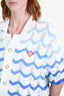 Casablanca White/Blue Cotton Gradient Crochet Button Shirt Size XS