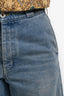 Prada 2021 Light Blue Denim Logo Plaque Long Shorts Size 44