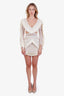 PatBO Beige Mesh Cut-out Fringe Mini Dress Size 4