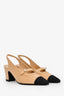 Pre-loved Chanel™ Beige/Black Leather Cap Toe CC Heels Size 37.5