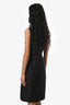 Prada Black 2023 Re-Nylon Quarter Zip-Up Collared SL Midi Dress Size 38