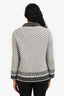 Pre-loved Chanel™ Grey Mohair and Cashmere Metal Detailed Embellished Zip-Up Sweater Size 42