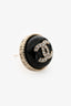 Pre-loved Chanel™ Black Gold Tone Round CC Earrings