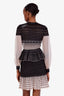 Alexander McQueen Black Silk Striped Top + Skirt Set Size S-M