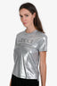 Gucci Grey/Silver Metallic GG Short Sleeve Shirt Size S