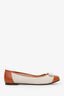 Salvatore Ferragamo Brown Leather and Canvas Bow Ballet Flats Size 10