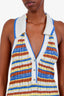 Veronica Beard Blue/Cream/Brown Cotton Knit Halter Tank Size M