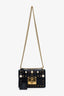 Gucci Black Leather Small Pearly Padlock Chain Bag