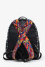 Valentino Black Leather Turquoise Studded Accent Backpack