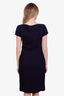Prada Navy Wool Bateau Neckline Knee-Length Dress Size 44