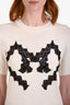 Louis Vuitton 2017 Cream Wool Cashmere Black Lace Detail Jersey Top Size XS