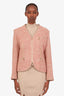 Alexander McQueen Red/Multicolour Wool-Blend Tweed Zip Up Jacket Size 44