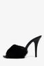 Saint Laurent Black Mink Fur Heeled Mules Size 38.5
