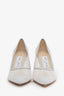 Jimmy Choo Silver Glitter Tulle Heels Size 35.5