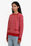 Pre-loved Chanel™ 2016 Runway Pink/Red Tweed Cashmere Gripoix Button Details Sweater Size 40
