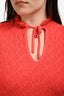 Sandro Red Knit Short Sleeve Keyhole Top Size 3