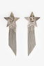 Saint Laurent Silver Tone Crystal Embellished Star Clip On Earrings