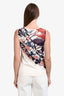 Hermès White Silk Flamingo Party Short Sleeve Top Size 34