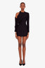 Khaite Black Asymmetric Round Neck Long Sleeve Mini Dress Size 0