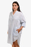 Acne Studios Blue/White Pinstriped Cotton Button Down Shirt Dress Size 38