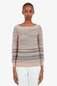M Missoni Gold/Multicolour Zigzag Boat Neck Long Sleeve Knit Top Size US 2