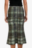 Victoria Beckham Green Knit Check Maxi Skirt Size 1