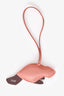 Hermès Pink/Burgundy Calfskin and Lambskin Leather Beaver Charm