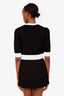 Prada Black/White Logo-Embroidered Cropped Short Sleeve Sweater Size 38