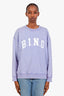 Anine Bing Purple Cotton 'Bing' Logo Crewneck Sweater Size S