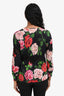 Dolce & Gabbana Black Multicolour Floral Silk Cotton Lace Detail Long Sleeve Top Estimated Size S