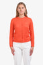 Gucci Orange Cashmere Silk Blend Logo Cardigan Size S
