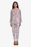 Hemant & Nandita Purple/Multicolour Sheer Long Sleeve Blouse & Cuffed Pant Set Size Small