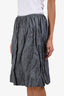 Miu Miu 2025 Grey Cotton Blend Crinkle 'Duchesse' Midi Skirt Size 36