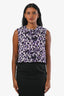 Top Aline Balenciaga violet, noir et blanc à imprimé aquarelle, taille 36