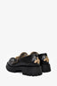 Gucci Black Leather Horsebit Bee Embroidered Platform Loafers Size 37