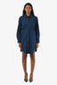 Jil Sander Navy Cotton Button-Up Long Sleeve Mini Dress Size 34