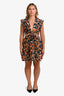 A.L.C Navy Multicolour Floral Lexi Cut-Out Twist Midi Dress Size 8