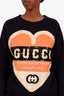 Gucci Black Sequin Embellished Logo Heart Detail Sweatshirt Size XXS