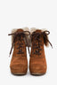 Gucci Brown Suede Fur Trim Lace-Up Boots Size 38