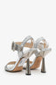 Jimmy Choo Silver Glitter Ankle Strap Sandals Size 38