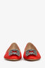 Manolo Blahnik Red Satin and Leather Hangisi Flats Size 36