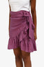 Isabel Marant Etoile Purple Linen Mini Ruffle Wrap Skirt Size 38