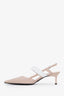 Prada Beige/White Leather Triangle Logo Slingback Heel Size 39