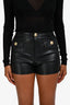 L'Agence Black Faux Leather High Waisted Shorts Size 2