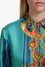 Versace Collection Turquoise Printed Silk Shirt Size 44