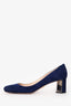 Prada Blue Suede Mirrored Round Toe Heels Size 39