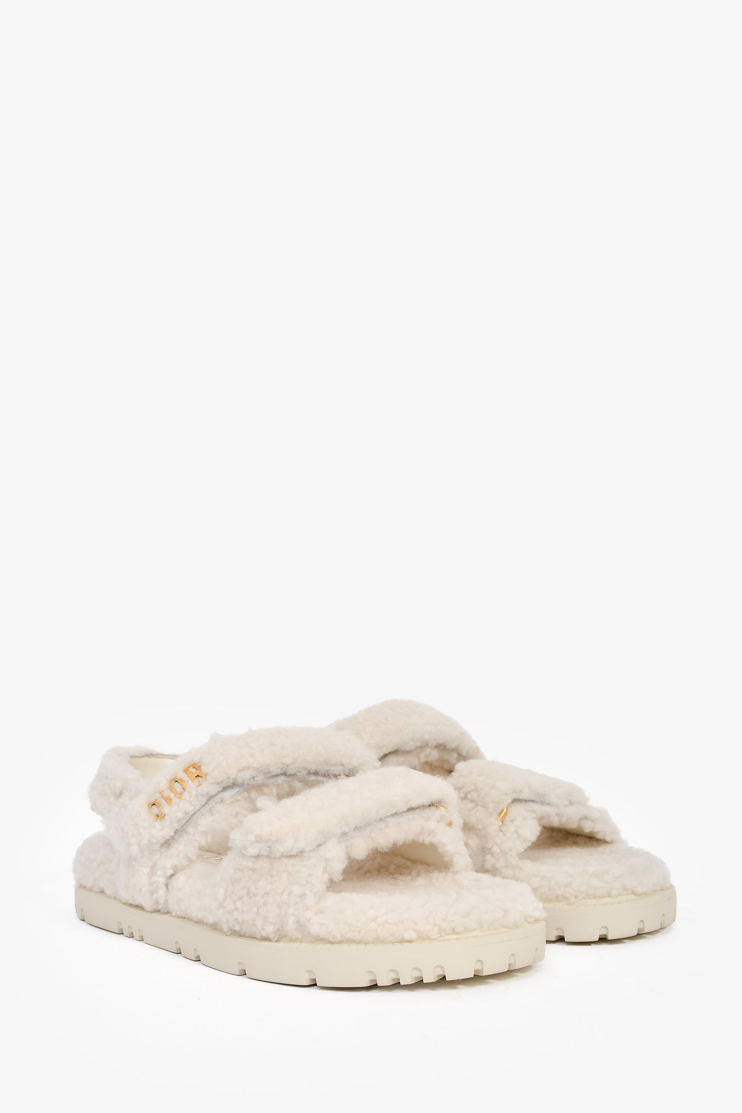 Christian Dior White Shearling Dad Sandals Size 39 – Mine & Yours