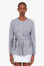 Maje Blue Tweed Belted Jacket Size 38