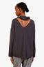 Brunello Cucinelli Grey Silk Cowl Neck Long Sleeve Top Size XL